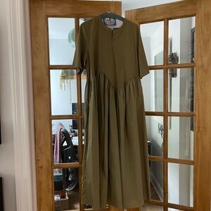 COS midi drop waist dress with pockets. New without tags. green khaki